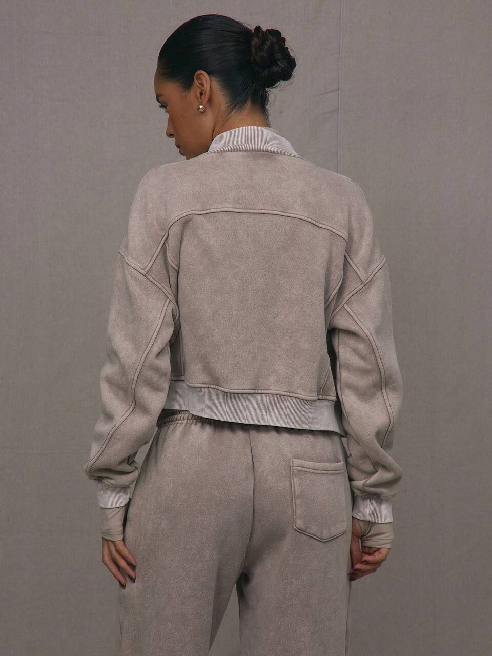 Washed Grey Zip Through Jacket Sweatshirt Tracksuit