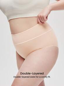 LUVLETTE Plus 3-Pack Cotton High Waist Briefs Women Underwear Panties Set-Pastel Color