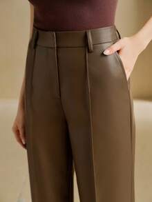 Anewsta 全新优质软皮阔腿裤 - 咖啡棕 - 查看 5