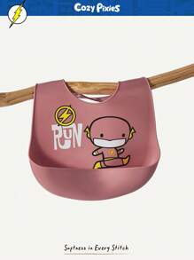 Cozy Pixies 可爱卡通字母图案婴儿硅胶围兜 - 乾枯玫瑰色 - 查看 7