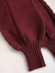 Sweetra Women's Loose Fit Lantern Sleeve V-Neck Cardigan Sweater, Minimalist & Sweet, Burgundy, Autumn/Winter Fall Cloth For Women - Burgundy - View 4