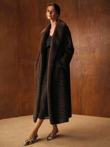 MOTF PREMIUM SLANT POCKET BELTED FAUX FUR COAT - Coffee Brown - View 5