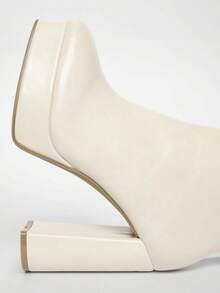 Solezae Women's Comfortable & Fashionable Square Toe Side Zipper Chunky Heel Ankle Booties - Beige - View 7