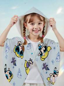 THE POWERPUFF GIRLS X SHEIN Cute Cartoon Bubbles Pattern Quick-Dry Swim Towel - Lightweight & Super Absorbent - Baby Blue - View 1