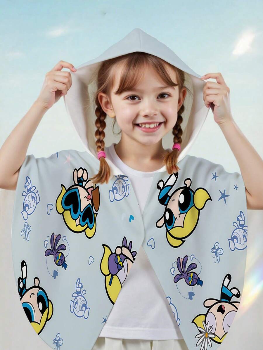 THE POWERPUFF GIRLS X SHEIN Cute Cartoon Bubbles Pattern Quick-Dry Swim Towel - Lightweight & Super Absorbent - Baby Blue - View 1