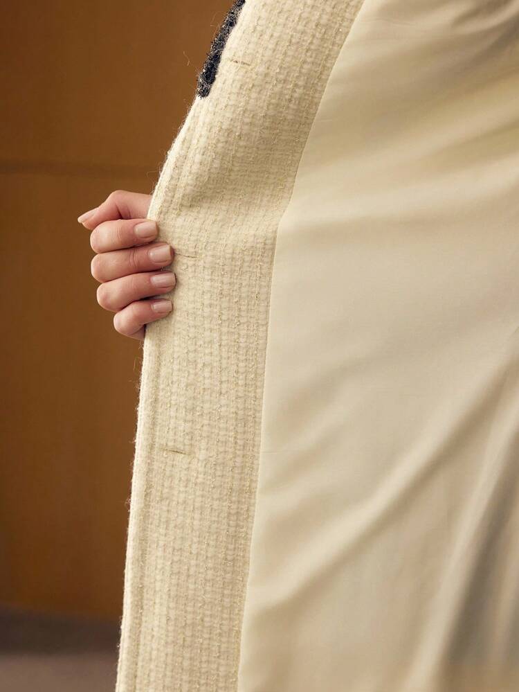 WOOL CONTRAST MESH BUTTON UP OVERCOAT