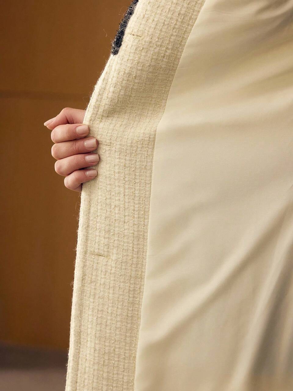 WOOL CONTRAST MESH BUTTON UP OVERCOAT