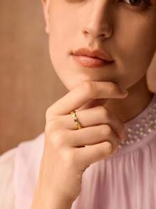 MOTF PREMIUM 18K GOLD-PLATED PURPLE STONE OPEN RING