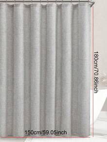 SHEIN ستارة حمام سميكة من قماش الكتان الاصطناعي الرمادي مع خطافات معدنية - قماش ثقيل ومقاوم للماء وسريع الجفاف لخصوصية الحمام وديكور، اكسسوارات الحمام ديكور المنزل ديكور الخريف عودة إلى المدرسة - رمادي - مشاهدة 12