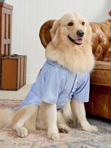 PETSIN 1pc Navy Blue Striped Pet Cat/Dog Universal Shirt - Multicolor - View 1
