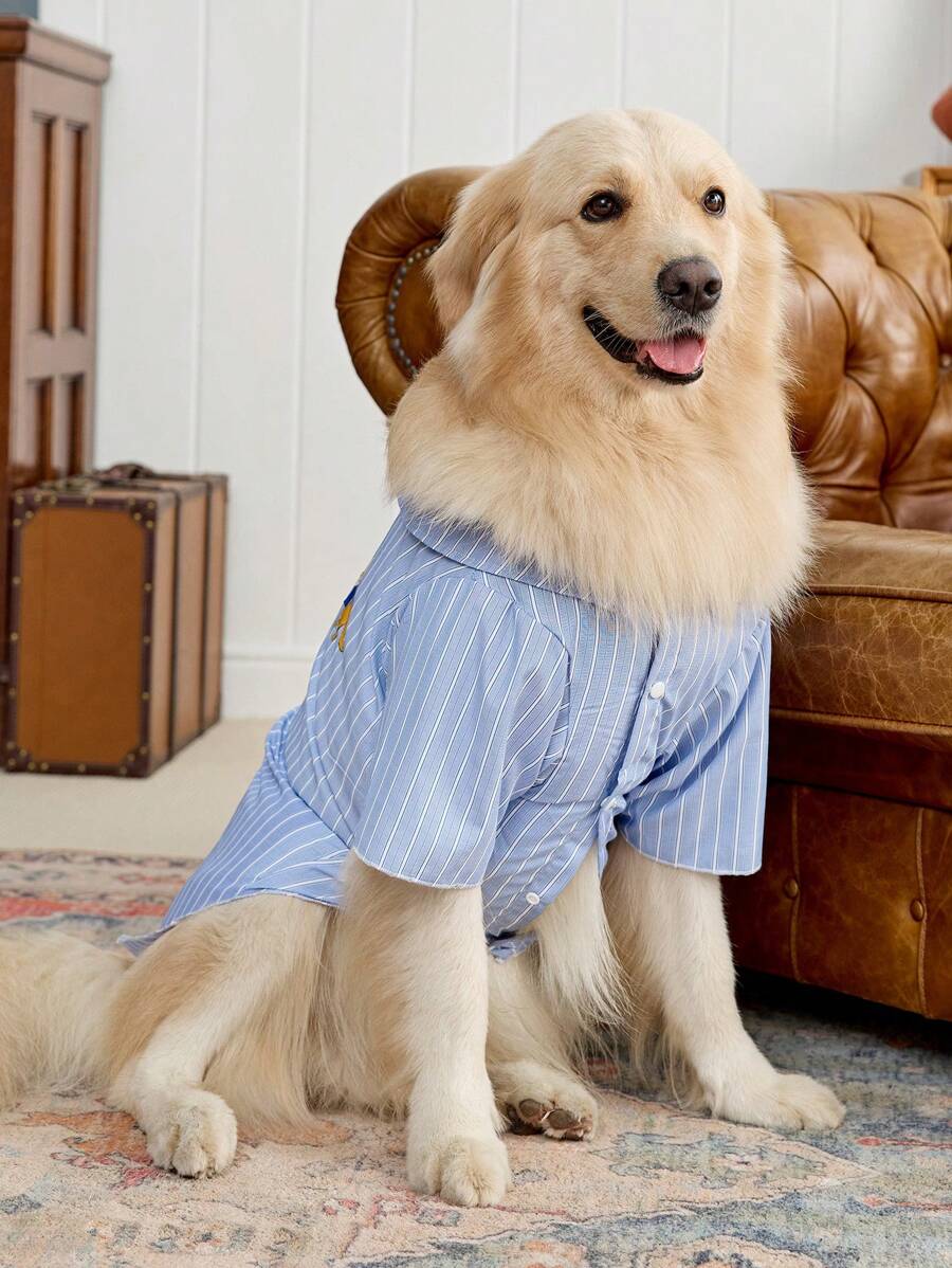 PETSIN 1pc Navy Blue Striped Pet Cat/Dog Universal Shirt - Multicolor - View 1