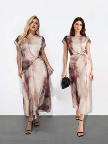 Maija 加大码花卉印花扭纹装饰修身长裙，都市风格女装 - 彩色 - 查看 8