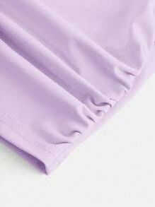 SHEIN Girlism 2件套青少年女童合身休闲针织紧身褶边长裙 - 淡紫色 - 查看 4