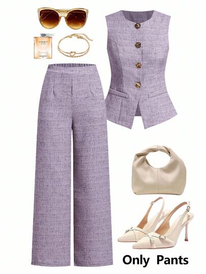 Ellevyn Pantalones de alta calidad con apariencia de lino, estilo francés elegante para uso diario, verano