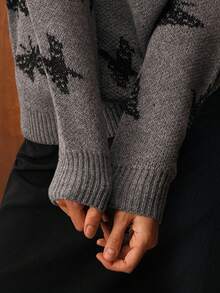 MOTF PREMIUM 蝴蝶图案长袖毛衣 - 灰色 - 查看 3