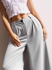 SHEIN Mujeres, primavera, verano, longitud capri, ajuste regular, pliegue, bolsillos, cómodo, tela natural, relajado, viaje, vacaciones, casual, diario