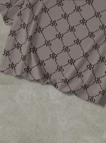 Manfinity Dauomo 男士夏季字母印花圆领短袖休闲百搭T恤 - 咖啡棕 - 查看 5