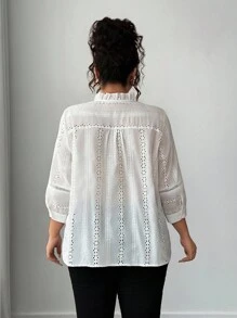Elenzga 优雅刺绣镂空棉质衬衫