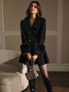 MOTF PREMIUM DOUBLE BREASTED OVERCOAT - Black - View 4