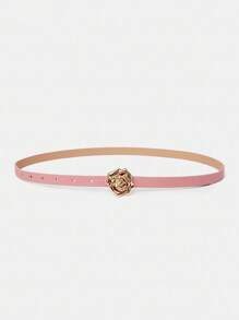 MOTF PREMIUM 1PC WOMEN'S ELEGANT GOLD ROSE FLOWER PINK BELT , VERSATILE FOR DAILY WEAR - Pink - View 3