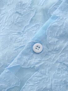 PAVTROS 男士年轻街头风格，工作室风格奢华纹理提花面料衬衫，纽扣宽松短袖短款衬衫，INS热卖，舒适休闲又不失时尚，休闲又不失优雅的风格，独特个性，适合休闲聚会、日常外出、半正式活动、度假、办公室等场合，节日礼物 - 淺藍色 - 查看 8