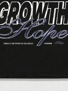 ROMWE MEN Street Life Men's Racing Letter Print Long Sleeve T-Shirt Suitable For Everyday Wear, Spring/Summer, Fall - Black - View 4