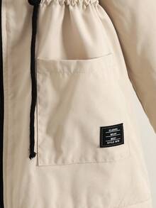 Tween Girl Casual Loose Thermal Lined Faux Fur Trim Hooded Mid-Length Parka Jacket Fall Winter - Apricot - View 5