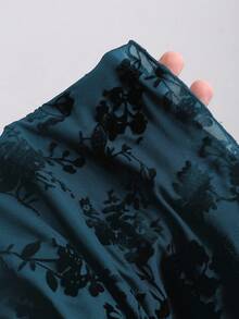 SHEIN PETITE Váy bó sát bodycon mini dáng lửng lưới mịn thời trang xuân/hè dành cho phụ nữ cao - Xanh đậm - Xem 7