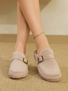 Styleloop Giày lười dệt đế xuồng và đế xuồng dành cho nữ, phong cách Bohemian - Màu be - Xem 7