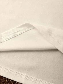 EMERY ROSE Halloween Pumpkin Ghost Print Plus Size T-Shirt - Beige - View 5