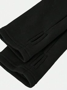 SHEIN 青少年女孩立领弹力羊毛修身紧身瑜伽夹克，适合日常穿着，休闲秋冬 - 黑色 - 查看 6