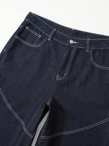 ROMWE MEN Men's Summer Casual Washed Denim Embroidered Shorts - Blue - View 4