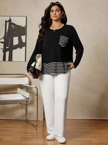 Zelara قميص كاجوال مخطط للمقاسات الكبيرة