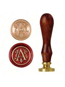 1 Pc Letter A-Z Wax Seal Stamp With Wooden Handle, Student Personalized Hand Account Wax Seal Paint Copper Head, Seal Wax Stamp Letter Paper Envelope Gift Invitation Card Sticker Hand Account Seal