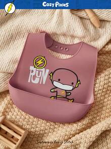 Cozy Pixies 可爱卡通字母图案婴儿硅胶围兜 - 乾枯玫瑰色 - 查看 3