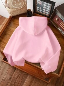 女童休闲时尚创意蓝色兔子图案印花连帽卫衣