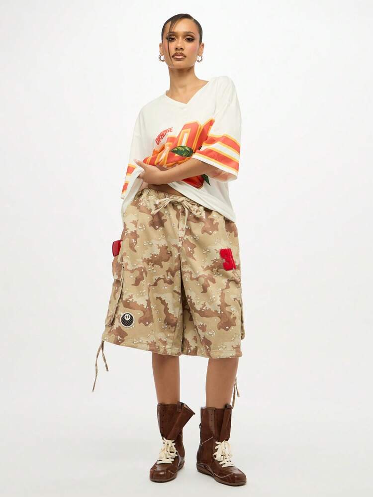 SUMWON WOMEN Oversized Varsity Tee With Orange Soda Print