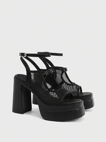 Sugerpunk Women's Fashion Waterproof Platform High Heel Sandals, Summer - Black - View 1