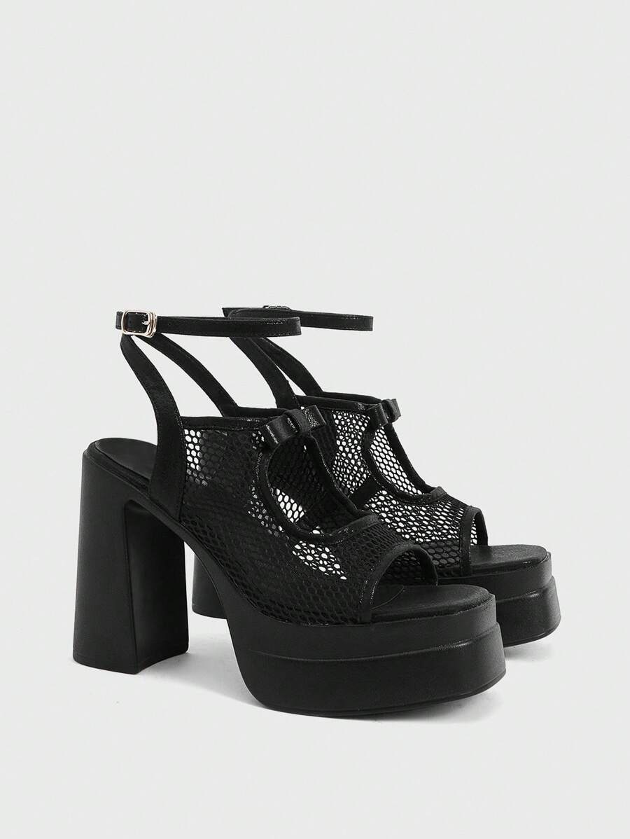 Sugerpunk Women's Fashion Waterproof Platform High Heel Sandals, Summer - Black - View 1