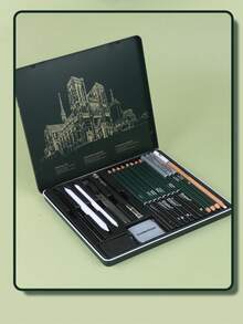 10/12/19/27 Sketch Pencil Set, Art Professional Charcoal Drawing Set, Sketching And Life Drawing Portable Tin Box Set, Pencil Without Charcoal, Pencil Without Wood Set