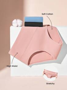 LUVLETTE 3条装棉质高腰女士内裤套装-粉色