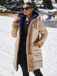 EURMUSE Double Face Teddy Bear Hooded Puffer Long Down Coat