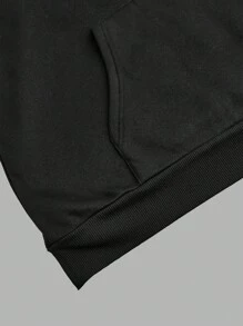 SHEIN EZwear 大码女式休闲刺绣图案大码长袖宽松连帽运动衫，带口袋 - 彩色 - 查看 6