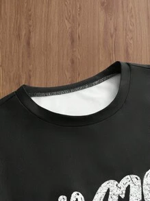 Manfinity VCAY Maglie alla moda, maglie di cultura di strada, maglie larghe da uomo, maglie a maniche corte a girocollo adatte per l'estate - nero - Visualizzare 4