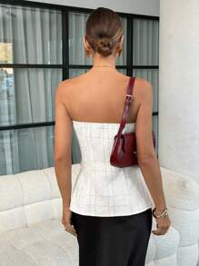Lavishia Elegant Plaid Front Button Camisole Shirt, Suitable For Commuting - Multicolor - View 2