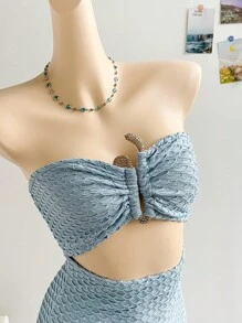 Soleia Women's Vacation Aqua Green Jacquard Textured Ruched Backless Cutout High Slit Dress Fall Dresses For Women   School Clothe  Rave Outfits  Concert Tops   Homecoming Dress   Christmas Clothes  Office Dress  Date Night Outfits Women Dress For Wedding Guest  Birthday Dresses For Women   Halloween Costumes  Brunch Outfits For Women  Sexy Bohemian Clothes For Women  Fairycore White Lace Dress Fringe Dress Fall Dresses For Women Teacher Dress Korean Flowy Dress - Blue - View 4