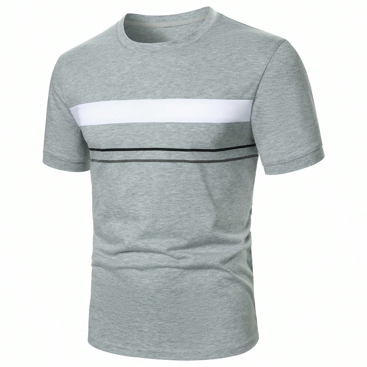 Camiseta de manga corta casual de hombre con bloques de color y rayas, para verano