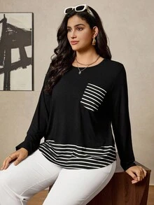 Zelara قميص كاجوال مخطط للمقاسات الكبيرة