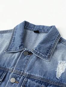 青少年男孩休闲复古破洞牛仔夹克