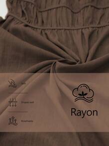 Aalyst 女士优雅简约高端休闲度假无袖连衣裙，褶皱分层设计，竹纤维面料，圆领，收腰，适合办公室、通勤、海滩、音乐节、春夏季 - 咖啡棕 - 查看 5